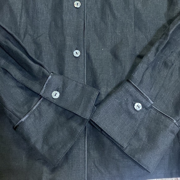 Cutter & Buck black semi sheer long sleeve LINEN button up top size Medium NWT - Picture 6 of 10